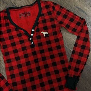 Victoria's Secret PINK Red and Black Plaid Pajama Set